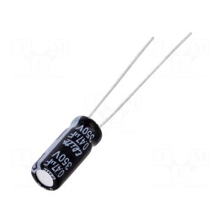 Capacitor: electrolytic | THT | 0.47uF | 350VDC | Ø5x11mm | Pitch: 2mm