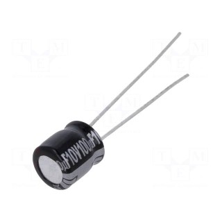 Capacitor: electrolytic | THT | 100uF | 10VDC | Ø6.3x7mm | Pitch: 2.5mm