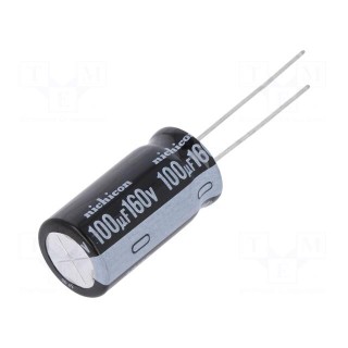 Capacitor: electrolytic | THT | 100uF | 160VDC | Ø12.5x25mm | Pitch: 5mm