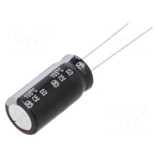Capacitor: electrolytic | THT | 100uF | 160VDC | Ø12.5x25mm | Pitch: 5mm