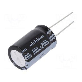 Capacitor: electrolytic | THT | 100uF | 200VDC | Ø7.5mm | Pitch: 7.5mm