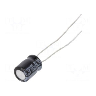Capacitor: electrolytic | THT | 100uF | 6.3VDC | Ø5x7mm | Pitch: 2.5mm
