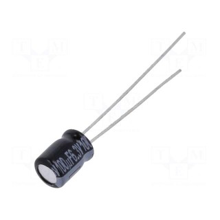Capacitor: electrolytic | THT | 100uF | 6.3VDC | Ø5x7mm | Pitch: 2mm