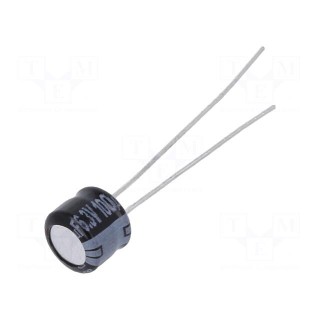 Capacitor: electrolytic | THT | 100uF | 6.3VDC | Ø6.3x5mm | Pitch: 2.5mm