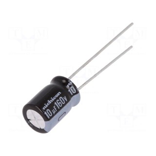 Capacitor: electrolytic | THT | 10uF | 160VDC | Ø8x11.5mm | Pitch: 3.5mm