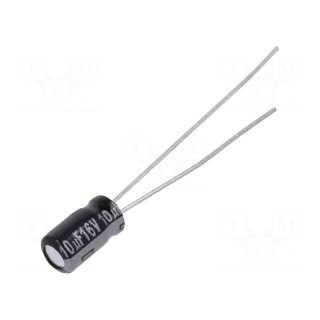 Capacitor: electrolytic | THT | 10uF | 16VDC | Ø4x7mm | Pitch: 1.5mm