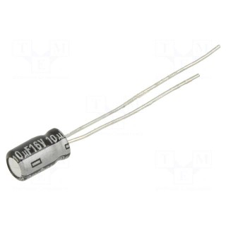 Capacitor: electrolytic | THT | 10uF | 16VDC | Ø4x7mm | Pitch: 2.5mm
