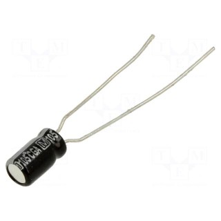 Capacitor: electrolytic | THT | 10uF | 25VDC | Ø4x7mm | Pitch: 5mm | ±20%