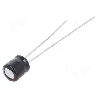 Capacitor: electrolytic | THT | 10uF | 25VDC | Ø5x5mm | Pitch: 2mm | ±20%
