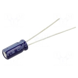 Capacitor: electrolytic | THT | 10uF | 35VDC | Ø5x11mm | Pitch: 2mm | ±20%
