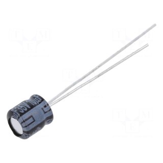 Capacitor: electrolytic | THT | 10uF | 35VDC | Ø5x5mm | Pitch: 2mm | ±20%