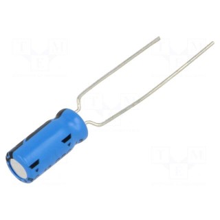 Capacitor: electrolytic | THT | 10uF | 63VDC | Pitch: 2mm | ±20% | 2000h
