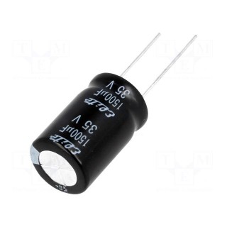 Capacitor: electrolytic | THT | 1500uF | 35VDC | Ø16x25mm | Pitch: 7.5mm