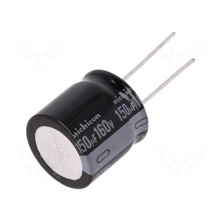 Capacitor: electrolytic | THT | 150uF | 160VDC | Ø20x20mm | Pitch: 10mm