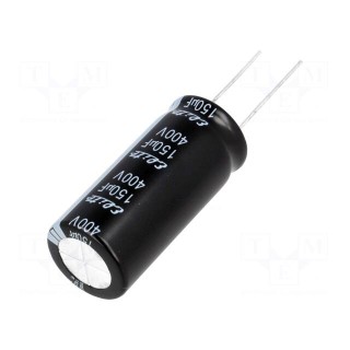Capacitor: electrolytic | THT | 150uF | 400VDC | Ø18x40mm | Pitch: 7.5mm