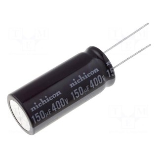 Capacitor: electrolytic | THT | 150uF | 400VDC | Ø18x40mm | Pitch: 7.5mm