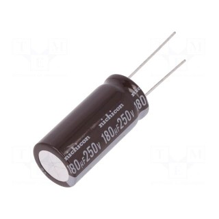Capacitor: electrolytic | THT | 180uF | 250VDC | Ø16x35.5mm | ±20%