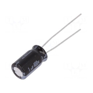 Capacitor: electrolytic | THT | 1uF | 400VDC | Ø6.3x11mm | Pitch: 2.5mm