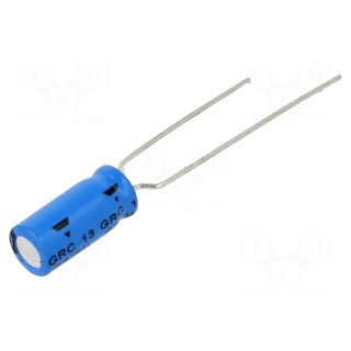 Capacitor: electrolytic | THT | 1uF | 63VDC | Pitch: 2mm | ±20% | 2000h