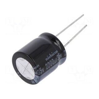 Capacitor: electrolytic | THT | 2200uF | 35VDC | Ø18x20mm | Pitch: 7.5mm