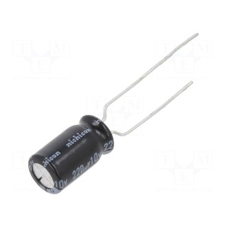 Capacitor: electrolytic | low ESR | THT | 220uF | 10VDC | Ø6.3x11mm