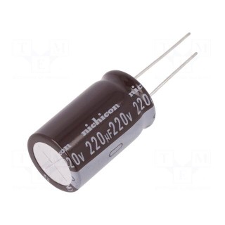 Capacitor: electrolytic | THT | 220uF | 220VDC | Ø18x31.5mm | ±20%