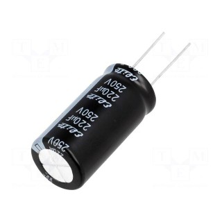 Capacitor: electrolytic | THT | 220uF | 250VDC | Ø18x35.5mm | ±20%