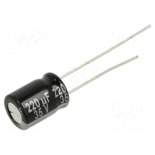 Capacitor: electrolytic | THT | 220uF | 35VDC | Ø8x11.5mm | Pitch: 3.5mm
