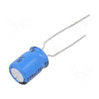 Capacitor: electrolytic | THT | 220uF | 35VDC | Ø8x12.5mm | Pitch: 3.5mm