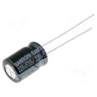 Capacitor: electrolytic | THT | 220uF | 35VDC | Ø8x12mm | Pitch: 3.5mm