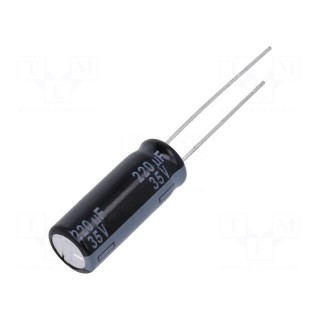 Capacitor: electrolytic | THT | 220uF | 35VDC | Ø8x20mm | Pitch: 5mm