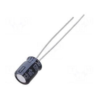 Capacitor: electrolytic | THT | 22uF | 25VDC | Ø5x7mm | Pitch: 2mm | ±20%