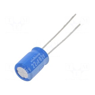 Capacitor: electrolytic | THT | 22uF | 63VDC | Ø8x11.5mm | Pitch: 3.5mm