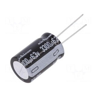 Capacitor: electrolytic | THT | 3300uF | 6.3VDC | Ø16x25mm | ±20%