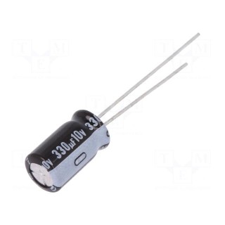 Capacitor: electrolytic | THT | 330uF | 10VDC | Ø6.3x11mm | Pitch: 2.5mm