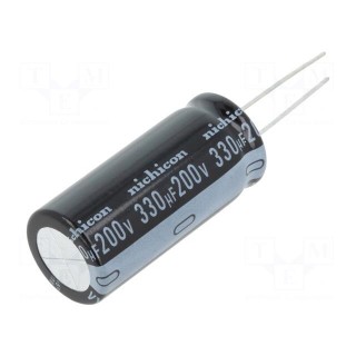 Capacitor: electrolytic | THT | 330uF | 200VDC | Ø18x40mm | Pitch: 7.5mm