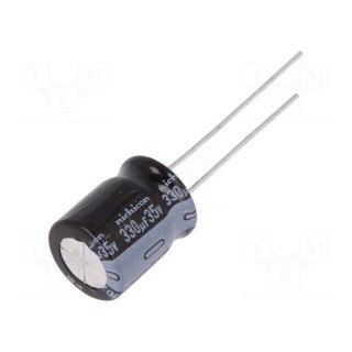 Capacitor: electrolytic | THT | 330uF | 35VDC | Ø10x12.5mm | Pitch: 5mm