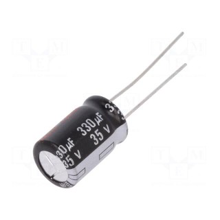 Capacitor: electrolytic | THT | 330uF | 35VDC | Ø10x16mm | Pitch: 5mm