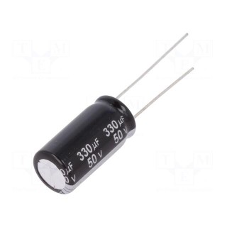 Capacitor: electrolytic | THT | 330uF | 50VDC | Ø10x20mm | Pitch: 5mm