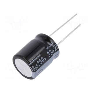 Capacitor: electrolytic | THT | 33uF | 250VDC | Ø16x20mm | Pitch: 7.5mm