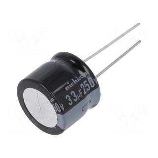Capacitor: electrolytic | THT | 33uF | 250VDC | Ø18x15mm | Pitch: 7.5mm
