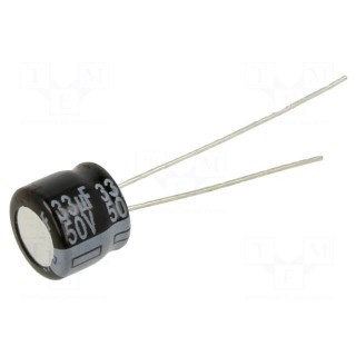 Capacitor: electrolytic | THT | 33uF | 50VDC | Ø8x7mm | Pitch: 2.5mm