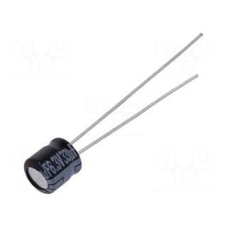 Capacitor: electrolytic | THT | 33uF | 6.3VDC | Ø5x5mm | Pitch: 2mm | ±20%