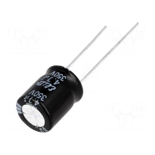 Capacitor: electrolytic | THT | 4.7uF | 350VDC | Ø10x12.5mm | Pitch: 5mm