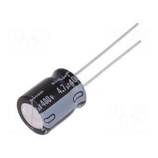 Capacitor: electrolytic | THT | 4.7uF | 400VDC | Ø10x12.5mm | Pitch: 5mm