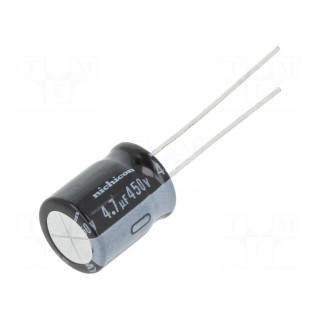 Capacitor: electrolytic | THT | 4.7uF | 450VDC | Ø10x12.5mm | Pitch: 5mm