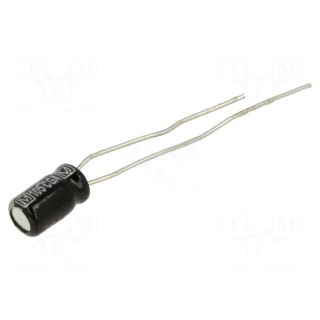 Capacitor: electrolytic | THT | 4.7uF | 50VDC | Ø4x7mm | Pitch: 2.5mm