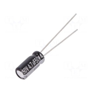 Capacitor: electrolytic | THT | 4.7uF | 50VDC | Ø5x11mm | Pitch: 2mm