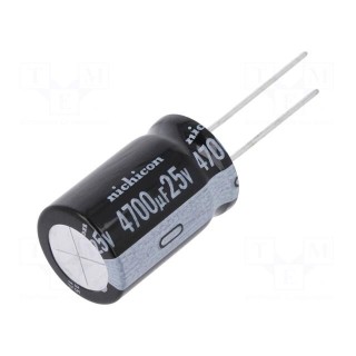 Capacitor: electrolytic | THT | 4700uF | 25VDC | Ø16x25mm | Pitch: 7.5mm
