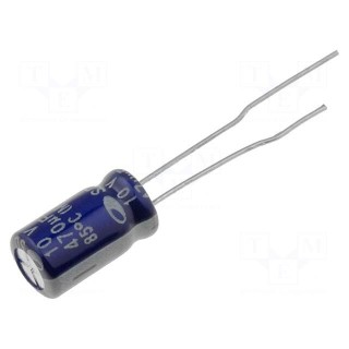 Capacitor: electrolytic | THT | 470uF | 10VDC | Ø6.3x11mm | Pitch: 2.5mm